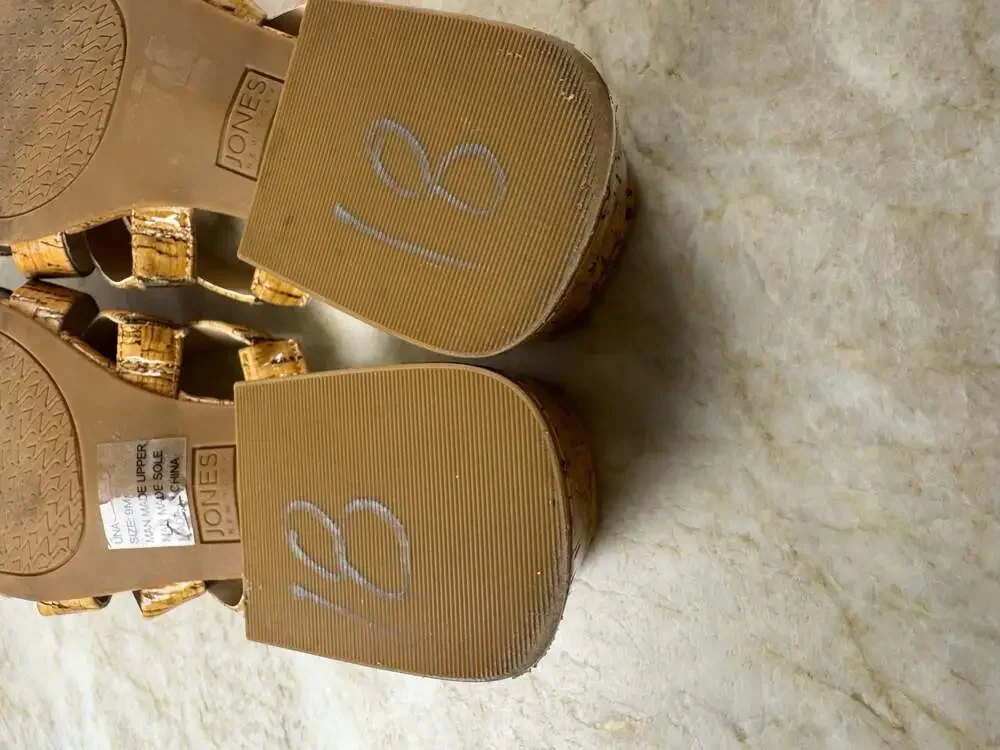 Jones New York Signature Cork Slide Sandals Block Heel Size 9M Boho Chic